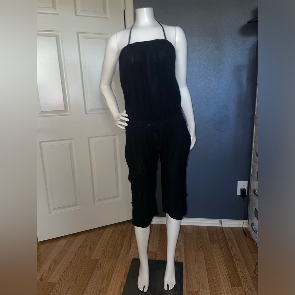 Urban behavior strapless jumpsuit capris black size medium pockets romper casual - Picture 3 of 11